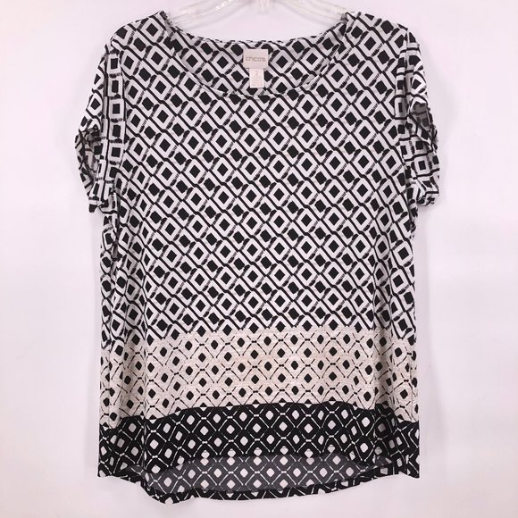 Chico's Tops - NWOT black white cream knit top